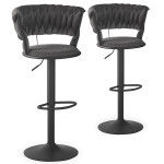 Paris Prix Lot De 2 Chaises De Bar En Velours "Odyssée" 87-109cm Gris