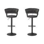 paris prix Lot de 2 Chaises de Bar en Velours "Odyssée" 87-109cm Gris