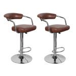 paris prix Lot de 2 Chaises de Bar "Midnight" 84-105cm Marron