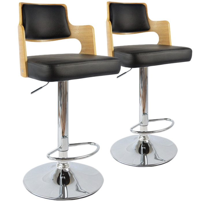 Paris Prix Lot De 2 Chaises De Bar "Paddington" 90-110cm Chêne Clair & Noir