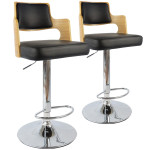 paris prix Lot de 2 Chaises de Bar "Paddington" 90-110cm Chêne Clair & Noir