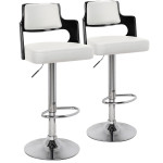 paris prix Lot de 2 Chaises de Bar "Paddington" 90-110cm Noir & Blanc