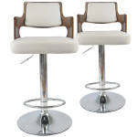 paris prix Lot de 2 Chaises de Bar "Paddington" 90-110cm Noisette & Blanc