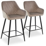 paris prix Lot de 2 Chaises de Bar Velours "Onika" 105cm Taupe