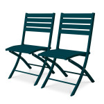 Paris Prix Lot De 2 Chaises De Jardin Pliantes "Marius" 82cm Bleu Canard