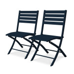 Paris Prix Lot De 2 Chaises De Jardin Pliantes "Marius" 82cm Bleu Marine