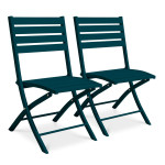 paris prix Lot de 2 Chaises de Jardin Pliantes "Marius" 82cm Bleu Canard