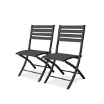 Paris Prix Lot De 2 Chaises De Jardin Pliantes "Marius" 82cm Gris Anthracite