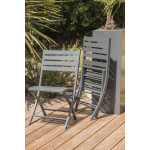Paris Prix Lot De 2 Chaises De Jardin Pliantes "Marius" 82cm Gris Anthracite