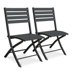 paris prix Lot de 2 Chaises de Jardin Pliantes "Marius" 82cm Gris Anthracite