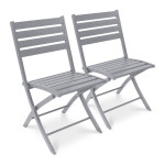 paris prix Lot de 2 Chaises de Jardin Pliantes "Marius" 82cm Gris