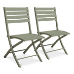 paris prix Lot de 2 Chaises de Jardin Pliantes "Marius" 82cm Kaki