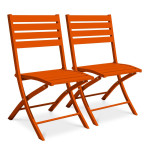 paris prix Lot de 2 Chaises de Jardin Pliantes "Marius" 82cm Orange