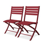 Paris Prix Lot De 2 Chaises De Jardin Pliantes "Marius" 82cm Rouge Carmin