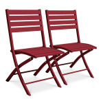 paris prix Lot de 2 Chaises de Jardin Pliantes "Marius" 82cm Rouge Carmin