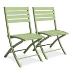 paris prix Lot de 2 Chaises de Jardin Pliantes "Marius" 82cm Vert Lagune