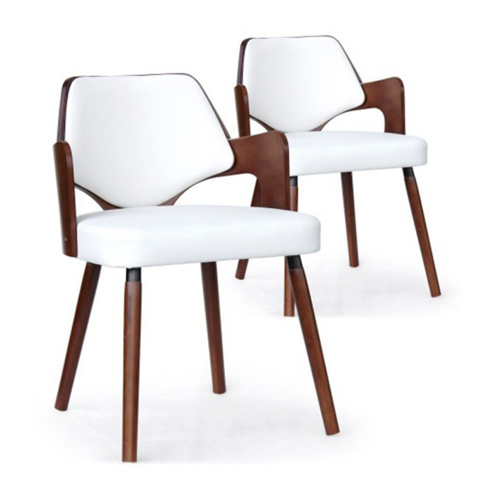 Paris Prix Lot De 2 Chaises Design "Aley" 72cm Blanc & Noisette