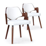 paris prix Lot de 2 Chaises Design "Aley" 72cm Blanc & Noisette