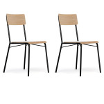 paris prix Lot de 2 Chaises Design "Ashburn" 82cm Chêne