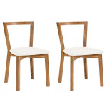 paris prix Lot de 2 Chaises Design "Cee" 75cm Chêne & Blanc