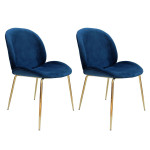 paris prix Lot de 2 Chaises Design "Charlize" 90cm Bleu & Or