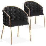 Paris Prix Lot De 2 Chaises Design "Elvire" 79cm Noir & Or