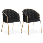 paris prix Lot de 2 Chaises Design "Elvire" 79cm Noir & Or