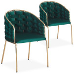 Paris Prix Lot De 2 Chaises Design "Elvire" 79cm Vert & Or