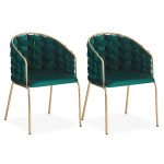 paris prix Lot de 2 Chaises Design "Elvire" 79cm Vert & Or