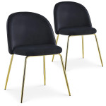 paris prix Lot de 2 Chaises Design en Velours "Lia" 79cm Noir