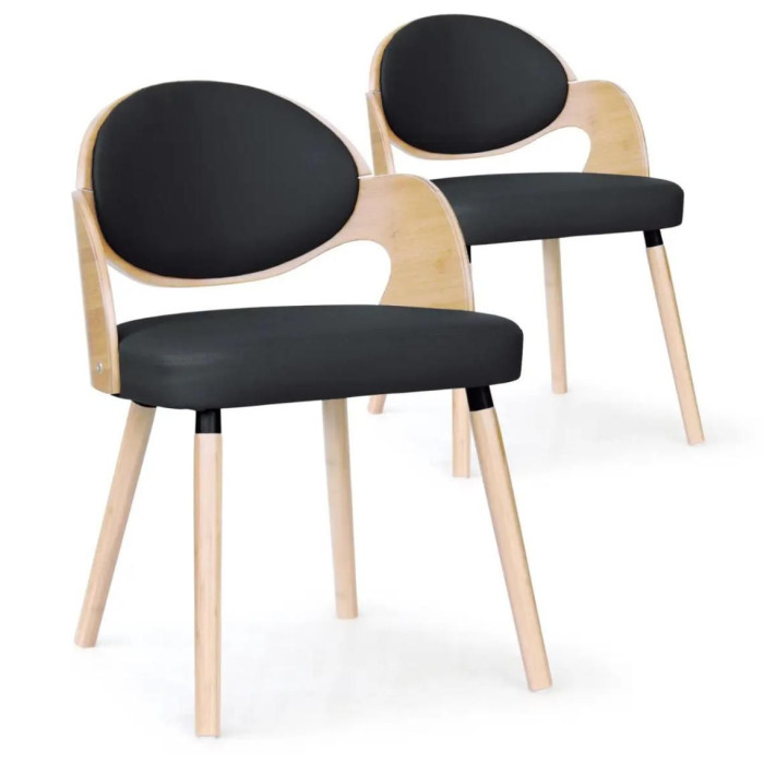 Paris Prix Lot De 2 Chaises Design "Kadoa" 72cm Chêne & Noir
