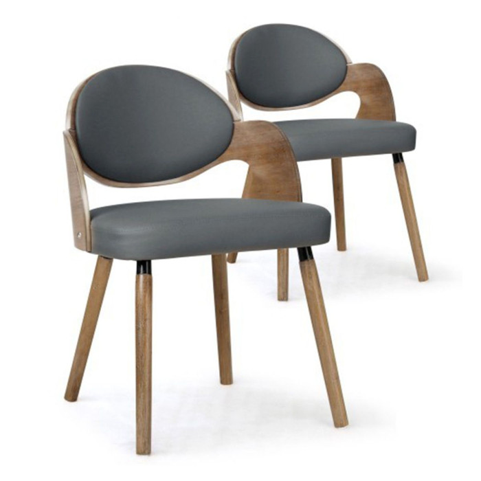 Paris Prix Lot De 2 Chaises Design "Kadoa" 72cm Gris & Bois Vintage