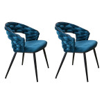 paris prix Lot de 2 Chaises Design "Sawyer" 82cm Bleu Canard