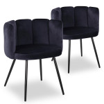 paris prix Lot de 2 Chaises Design Velours "Agal" 75cm Noir