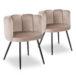 paris prix Lot de 2 Chaises Design Velours "Agal" 75cm Taupe