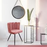 Paris Prix Lot De 2 Chaises En Velours "Ariel" 79cm Rose