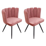 paris prix Lot de 2 Chaises en Velours "Ariel" 79cm Rose