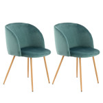 paris prix Lot de 2 Chaises en Velours "Celina" 84 cm Vert