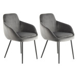 paris prix Lot de 2 Chaises en Velours "Cobain" 81cm Gris