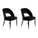 paris prix Lot de 2 Chaises en Velours "Courtney" 83cm Noir & Argent