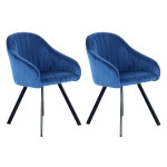 paris prix Lot de 2 Chaises en Velours "Jodie" 86cm Bleu