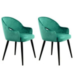 paris prix Lot de 2 Chaises en Velours "Joris" 77cm Vert