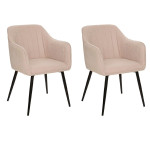 paris prix Lot de 2 Chaises Fauteuils "Visoca" 83cm Beige