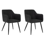 paris prix Lot de 2 Chaises Fauteuils "Visoca" 83cm Noir