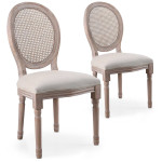 paris prix Lot de 2 Chaises Médaillon Cannage "Versailles" 96cm Beige