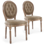 paris prix Lot de 2 Chaises Médaillon Capitonné "Quing" 96cm Taupe