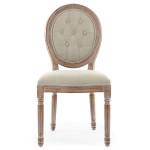 Paris Prix Lot De 2 Chaises Médaillon "Quing" Capitonné Tissu Beige
