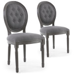 paris prix Lot de 2 Chaises Médaillon "Quing" Capitonné Tissu Gris