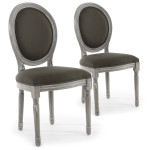 paris prix Lot de 2 Chaises Médaillon "Quing" Tissu Gris