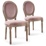 paris prix Lot de 2 Chaises Médaillon "Quing" Velours Rose